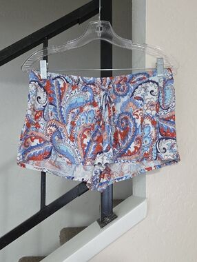 Light Blue Paisley Drawstring Women’s Pajama Shorts Size M